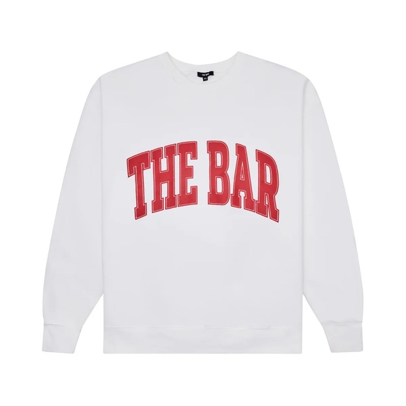 NWOT The Bar Varsity Sweatshirt White/ Cherry π - Picture 2 of 8